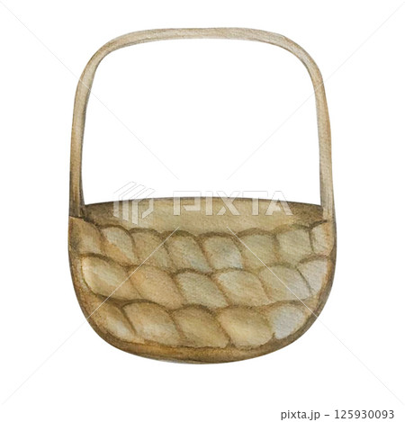 basket watercolor basket watercolor 125930093