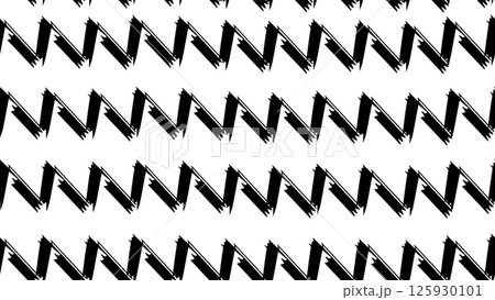 Zigzag grunge black pattern, zigzag seamless pattern drawn with ink, various hand drawn zigzags, wavy fabric texture, childish drawing bold strokes, geometric ornament drawn with dry brush 125930101