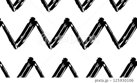 Seamless trendy grunge design drawn with dry brush, repeated zigzag lines background, wavy fabric texture, childish drawing bold strokes, hand drawn doodle background patterns, seamless ripple pattern 125930106