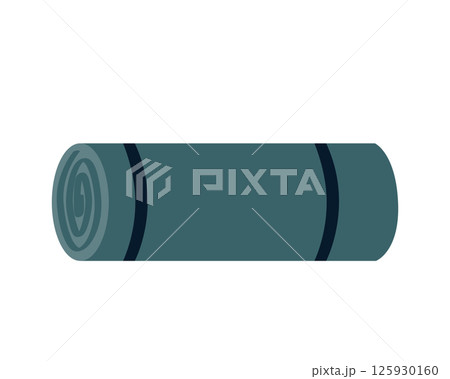 Yoga or camping mat icon. Folded Rubber rug for fitness training. Trekking of hiking carpet tool for tourism. Flat isolated vector illustration on white background Yoga or camping mat icon. Folded Rubber rug for fitness training. Trekking of hiking carpet tool for tourism. Flat isolated vector illustration on white background 125930160