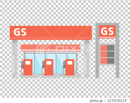 ガソリンスタンド  建物  イラスト 125930224