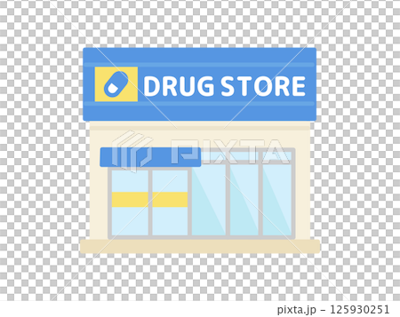 ドラッグストア  建物  イラスト 125930251