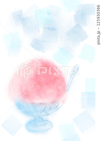 水彩で描いたかき氷のイラスト 125930366