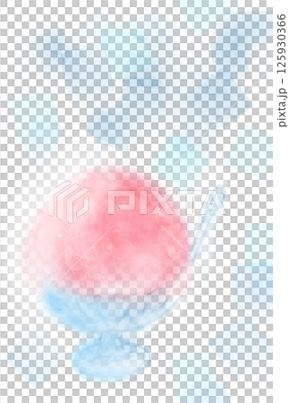 Illustration of shaved ice painted by watercolor 125930366