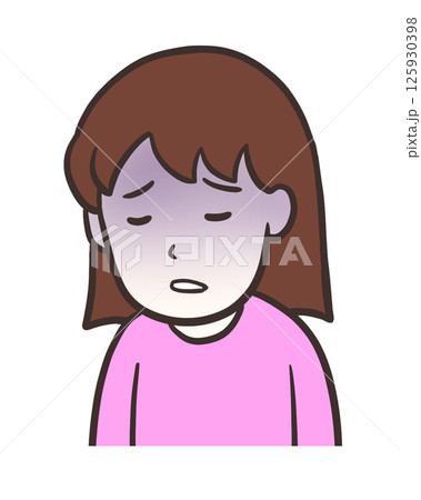 顔面蒼白の女性 、病的な顔色のイラスト 顔面蒼白の女性 、病的な顔色のイラスト 125930398