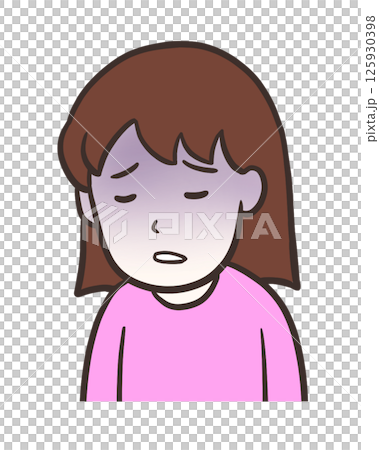 顔面蒼白の女性 、病的な顔色のイラスト 顔面蒼白の女性 、病的な顔色のイラスト 125930398
