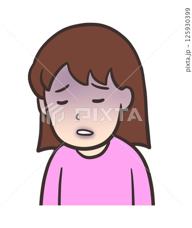 チアノーゼの顔、紫色の唇の女性イラスト チアノーゼの顔、紫色の唇の女性イラスト 125930399