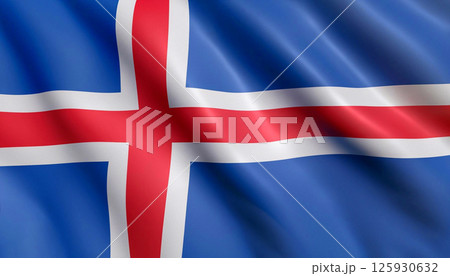 Flag of Iceland with folds 125930632