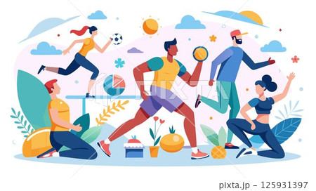 Running, yoga, and other fitness activities are popular choices for staying fit and healthy. 125931397