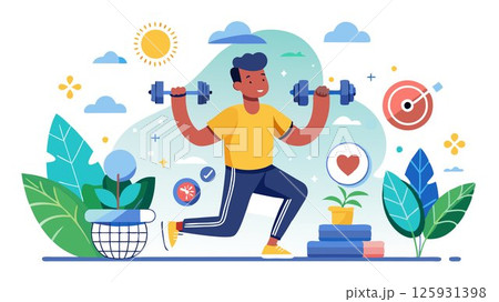 Regular exercise helps to reduce stress, boost energy levels, and improve mental health. 125931398