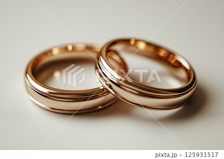 Pair of Wedding Rings on a white background. 125931517