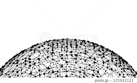 Technology abstract shape. Dots connected by lines. Minimalist mesh sphere. Abstract polygonal shape. 125932121