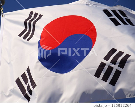 風にたなびく韓国の旗 風にたなびく韓国の旗 125932264
