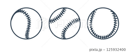 Set of Baseball ball. Outline sport ball baseball. Sport game equipment. Vector illustration 125932400