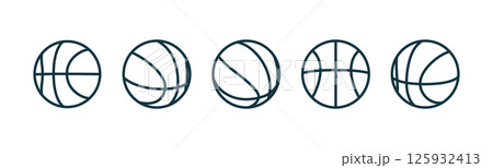 Outline basketball ball icons. Set of basketball balls symbols. Outline basketball ball icons. Set of basketball balls symbols. 125932413