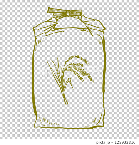 米袋 米　筆 線画 イラスト 125932816
