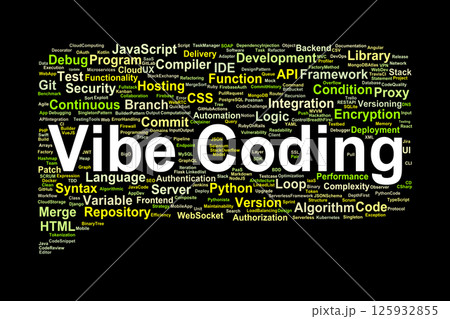 Vibe Coding Word Cloud. Key Concepts in Programming, Development, and Coding Vibe Coding Word Cloud. Key Concepts in Programming, Development, and Coding 125932855