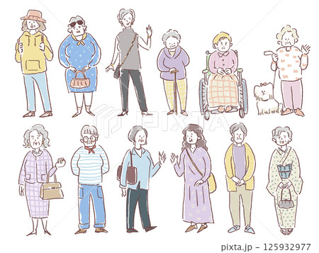 色々なシニア女性、高齢女性、女性、 125932977