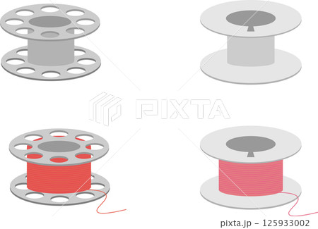 色々な形のミシンのボビンの糸の素材セット 125933002
