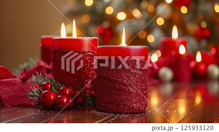 table is elegantly set for celebrating Christmas or New Year. 125933120