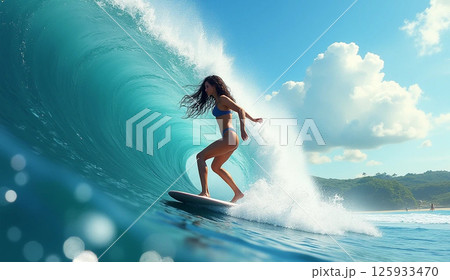 サーフィンする女性 サーフィンする女性 125933470