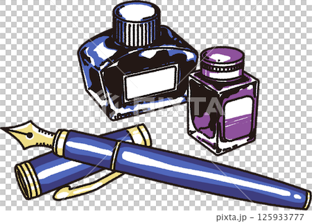 鋼筆和墨水瓶插圖 125933777