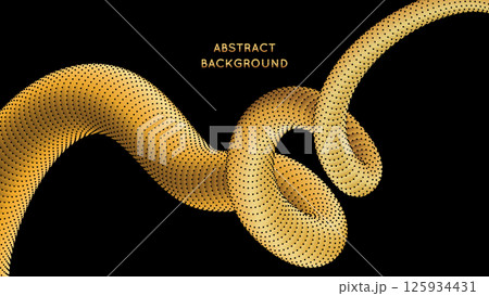 Dotted golden gradient tube on a black background. 125934431