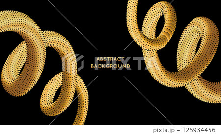 Golden, dotted tubes on a black background. Golden, dotted tubes on a black background. 125934456