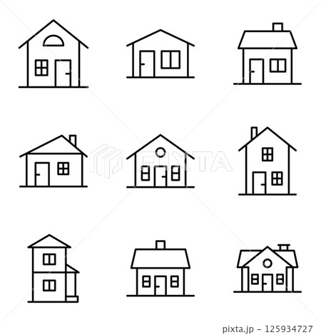 Set of residential buildings and homes. Set of residential buildings and homes. 125934727