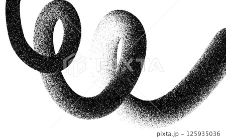 Swirling black line with a grainy texture on a white background. 125935036