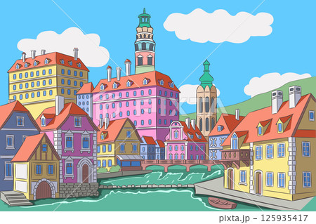 Cesky Krumlov townscape, Czech Republic 125935417