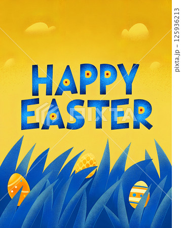 A Colorful and Joyful Happy Easter Greeting Featuring Vibrant Easter Eggs for Celebrations 125936213
