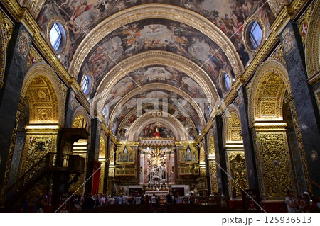 マルタ共和国、マルタ島、バレッタ、聖ヨハネ大聖堂、身廊、天井画 マルタ共和国、マルタ島、バレッタ、聖ヨハネ大聖堂、身廊、天井画 125936513