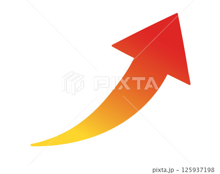 上向きで赤いグラデーションの矢印のイラスト 125937198