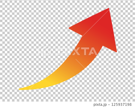 上向きで赤いグラデーションの矢印のイラスト 125937198