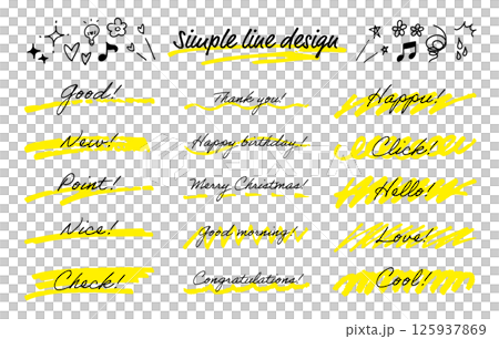 手描きの線のセット。落書きのマーカーペン。下線のベクター素材。 125937869