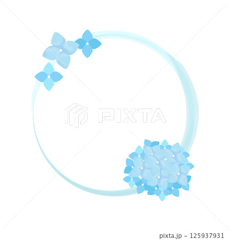 水彩風の水色あじさいフレーム_Hydrangea Frame 水彩風の水色あじさいフレーム_Hydrangea Frame 125937931