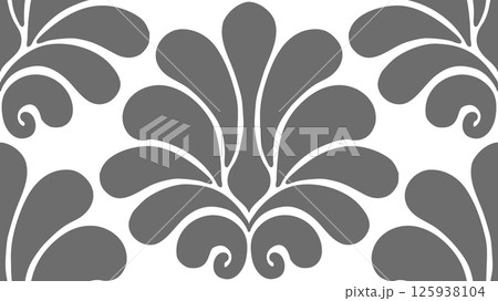 Elegant seamless gray floral pattern with ornamental baroque-inspired design on a white background. Damask pattern seamless vector wallpaper. Seamless ornament in the baroque style. Damask flower 125938104