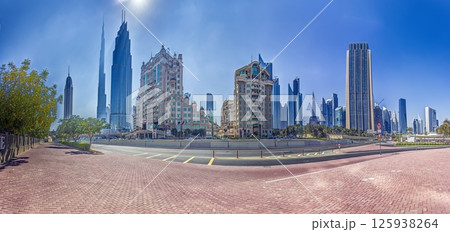Modern skyline of downtown Dubai in bright daylight 125938264