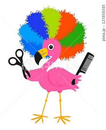 七色アフロのフラミンゴ 125938385