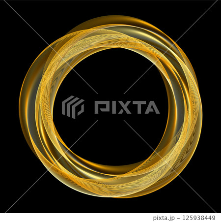 Futuristic golden circular ring. Luxury ring frame. Round border 125938449