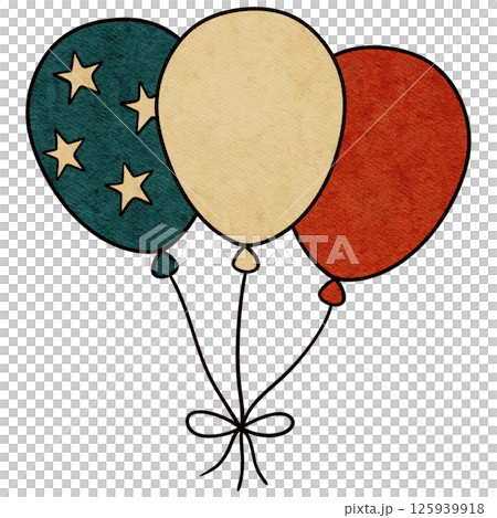 Retro Red, White, and Blue Balloons for 4th of July on Transparent Background Retro Red, White, and Blue Balloons for 4th of July on Transparent Background 125939918