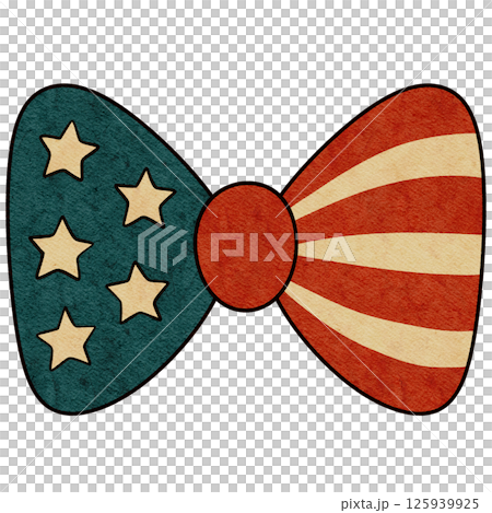 Retro American Flag Bow Tie for 4th of July on Transparent Background 125939925