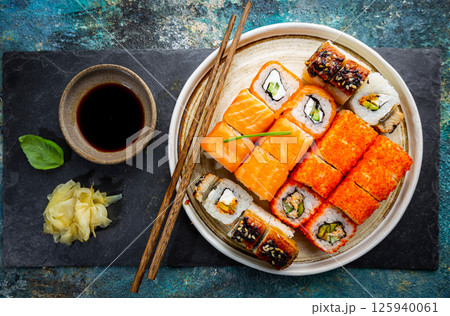 Set of sushi and maki 125940061