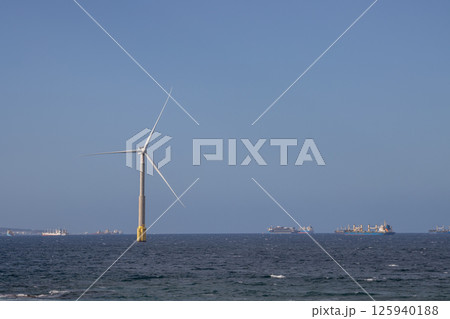 Wind turbine in Atlantic ocean, Telde, Gran Canaria 125940188