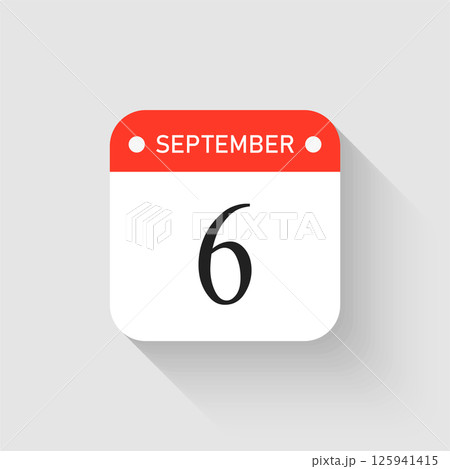 Vector icon page day calendar - 6 September month 125941415