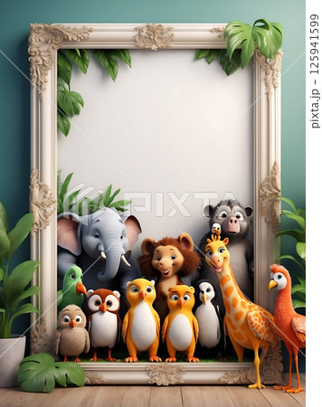 デフォルメされた動物達の楽しい絵 ai デフォルメされた動物達の楽しい絵 ai 125941599