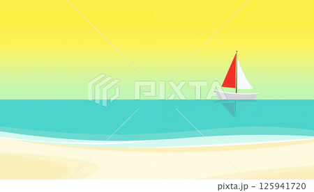 Serene sailboat on calm sea. 125941720