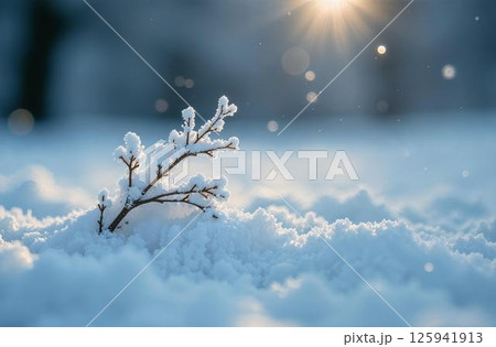 Snow texture close up, winter macro shot of snowdrift. AI-generated 125941913
