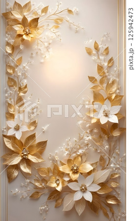 Magical Golden and Ivory Flowers in Soft Bokeh Light, Elegant floral Magical Golden and Ivory Flowers in Soft Bokeh Light, Elegant floral 125942473